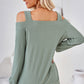 Cutout Square Neck Cold Shoulder T-Shirt