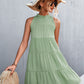 Tie Back Mock Neck Tiered Dress