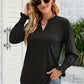 Full Size Notched Long Sleeve T-Shirt