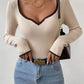 Contrast Trim Long Sleeve Knit Top