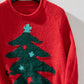 Christmas Tree Round Neck Raglan Sleeve Sweater