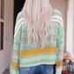 Contrast Striped Boat Neck Dropped Shoulder Sweater