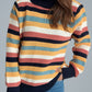 Contrast Stripes Turtleneck Long Sleeve Sweater