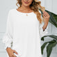 Smocked Lantern Sleeve Round Neck Blouse