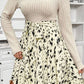 Printed Tie Waist Mock Neck Long Sleeve Dress