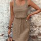 Eyelet Drawstring Round Neck Sleeveless Dress