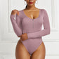 Half Zip Scoop Neck Long Sleeve Bodysuit