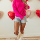 Heart Round Neck Long Sleeve Sweater