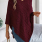 Cable-Knit Openwork Three-Quarter Sleeve Sweater