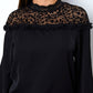 Leopard Frill Flounce Sleeve Blouse