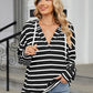 Drawstring Striped Long Sleeve Hoodie