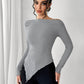 Asymmetric Hem Long Sleeve T-Shirt