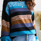 Contrast Striped Round Neck Drop Shoulder Sweater