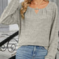 Cutout Round Neck Long Sleeve T-Shirt