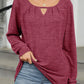 Cutout Round Neck Long Sleeve T-Shirt