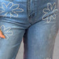 Rhinestone Straight Jeans with Pockets