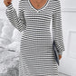 Striped V-Neck Long Sleeve Dress