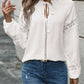 Lace Detail Tie Neck Long Sleeve Blouse