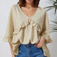 Ruffled V-Neck Half Sleeve Blouse