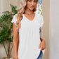 Ruched V-Neck Short Sleeve T-Shirt