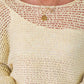 Openwork Boat Neck Raglan Sleeve Knit Top