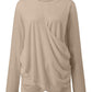 Ruched Round Neck Long Sleeve T-Shirt