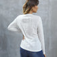 Eyelet Round Neck Long Sleeve Top