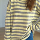 Distressed Striped Round Neck Long Sleeve Sweater