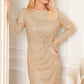 Twisted Long Sleeve Ruched Mini Sequin Dress