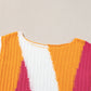 Color Block Round Neck Short Sleeve Knit Top