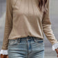 Lace Detail Round Neck Long Sleeve T-Shirt