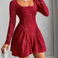Backless Glitter Square Neck Long Sleeve Mini Dress