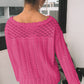 Openwork Round Neck Long Sleeve Knit Top