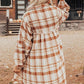 Plaid Collared Neck Long Sleeve Mini Shirt Dress