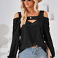 Cutout Square Neck Cold Shoulder T-Shirt