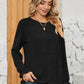 Ruched Round Neck Flounce Sleeve T-Shirt