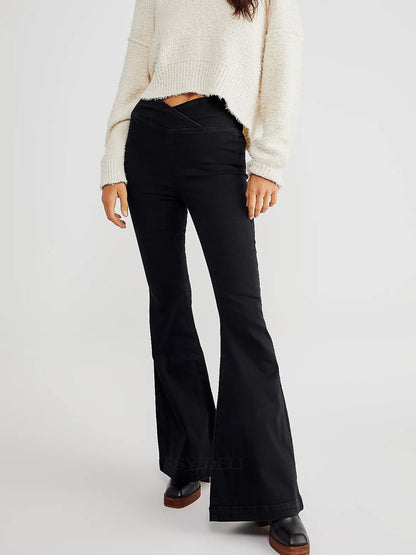 Asymmetric Waist Flare Jeans - Michelle Francisco
