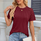 Openwork Round Neck Short Sleeve T-Shirt