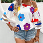 Flower Asymmetrical Neck Blouse