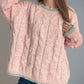 Cable Knit Round Neck Long Sleeve Sweater