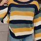 Color Block Round Neck Dropped Shoulder Sweater