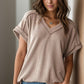 Textured V-Neck Short Sleeve Top