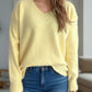 V-Neck Dropped Shoulder Long Sleeve Sweater