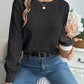 Openwork Round Neck Long Sleeve Sweater