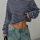 Striped Turtleneck Long Sleeve T-Shirt