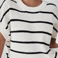 Striped Round Neck Short Sleeve Knit Top