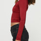 Scoop Neck Long Sleeve Cropped T-Shirt