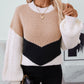 Contrast Round Neck Long Sleeve Sweater