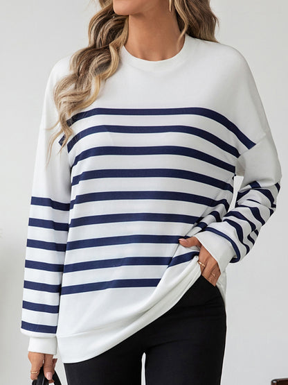 Striped Round Neck Long Sleeve T-Shirt