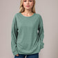 Side Slit Round Neck Long Sleeve T-Shirt